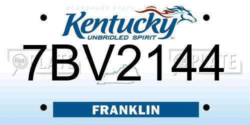 7BV2144 Kentucky License Plate