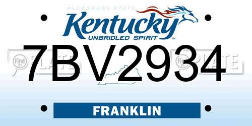 7BV2934 Kentucky License Plate