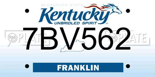 7BV562 Kentucky License Plate