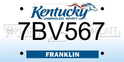 7BV567 Kentucky License Plate