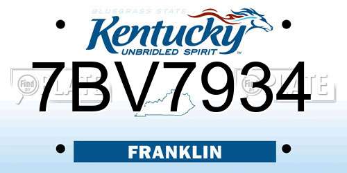 7BV7934 Kentucky License Plate