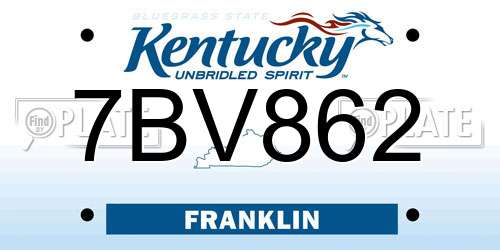 7BV862 Kentucky License Plate