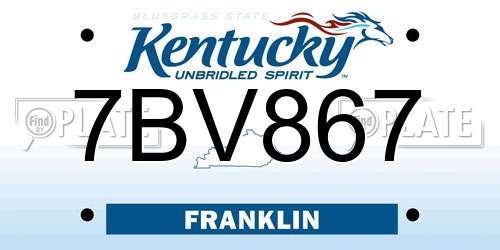 7BV867 Kentucky License Plate
