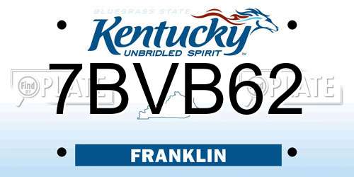 7BVB62 Kentucky License Plate