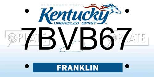 7BVB67 Kentucky License Plate