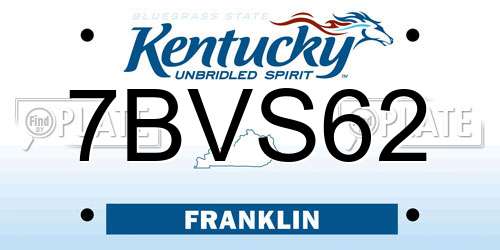 7BVS62 Kentucky License Plate