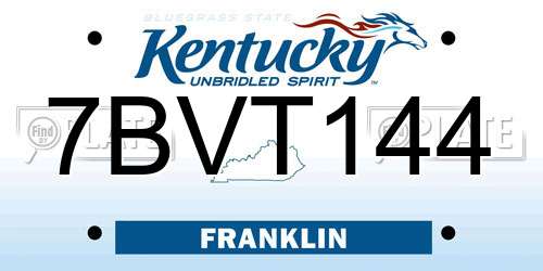 7BVT144 Kentucky License Plate