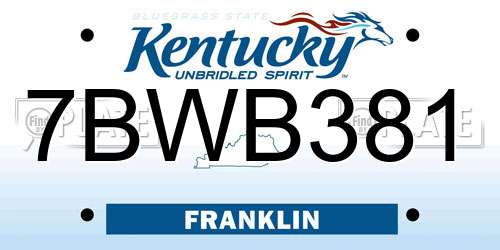 7BWB381 Kentucky License Plate