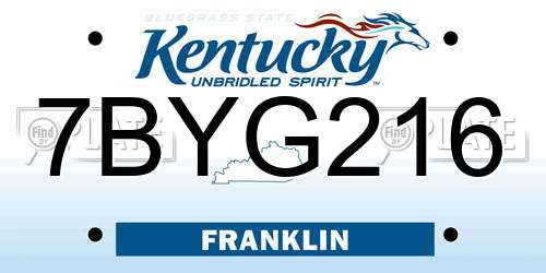 7BYG216 Kentucky License Plate