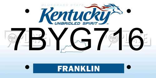7BYG716 Kentucky License Plate