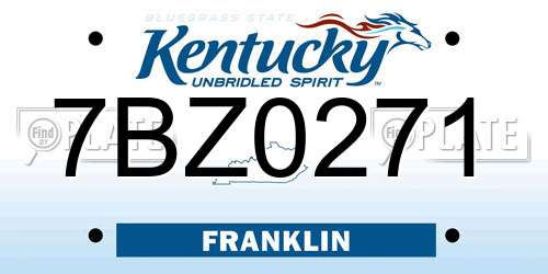 7BZ0271 Kentucky License Plate