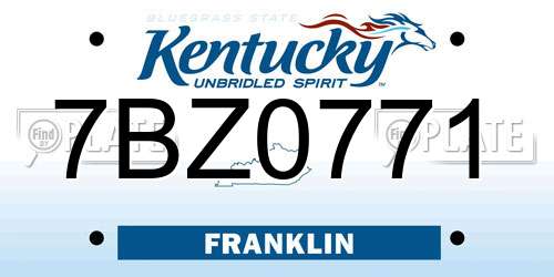 7BZ0771 Kentucky License Plate