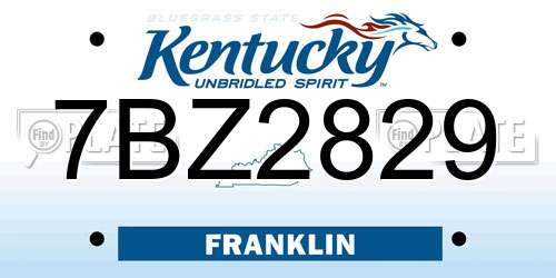 7BZ2829 Kentucky License Plate