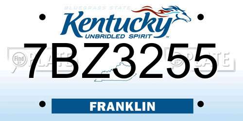 7BZ3255 Kentucky License Plate