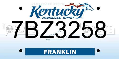 7BZ3258 Kentucky License Plate