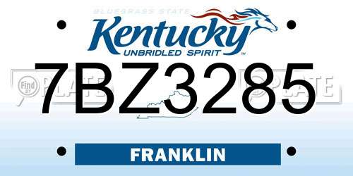 7BZ3285 Kentucky License Plate