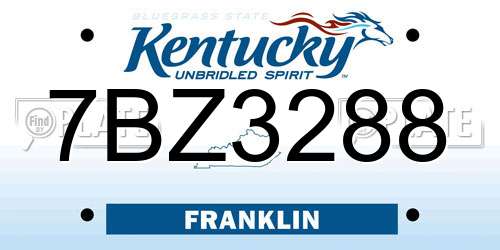 7BZ3288 Kentucky License Plate