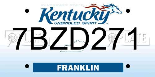 7BZD271 Kentucky License Plate