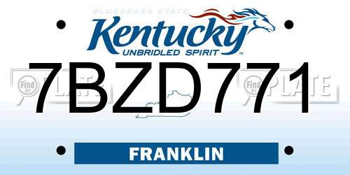 7BZD771 Kentucky License Plate
