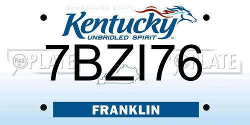 7BZI76 Kentucky License Plate