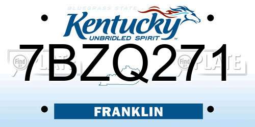 7BZQ271 Kentucky License Plate