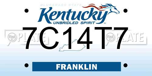 7C14T7 Kentucky License Plate