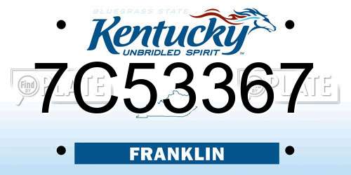 7C53367 Kentucky License Plate