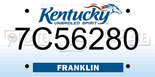 7C56280 Kentucky License Plate
