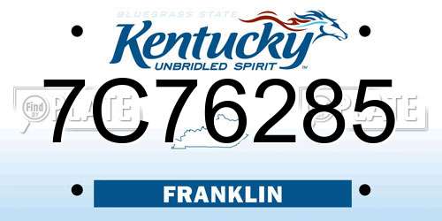 7C76285 Kentucky License Plate