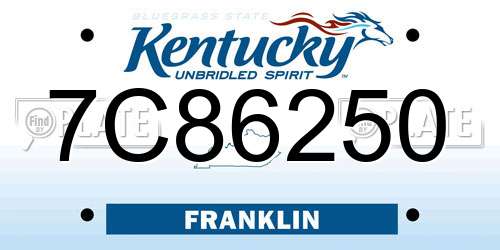 7C86250 Kentucky License Plate