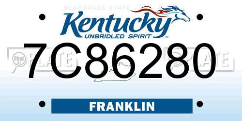 7C86280 Kentucky License Plate