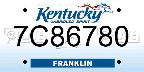 7C86780 Kentucky License Plate