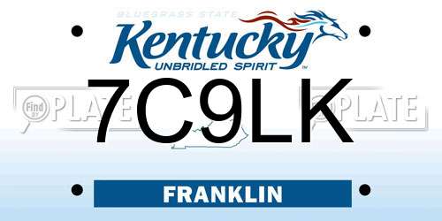 7C9LK Kentucky License Plate