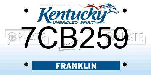 7CB259 Kentucky License Plate