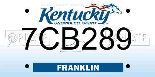 7CB289 Kentucky License Plate