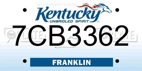 7CB3362 Kentucky License Plate
