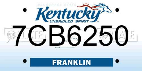 7CB6250 Kentucky License Plate