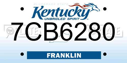 7CB6280 Kentucky License Plate