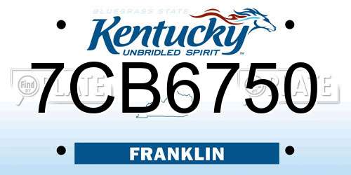7CB6750 Kentucky License Plate