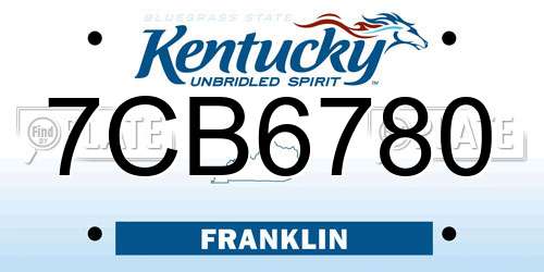 7CB6780 Kentucky License Plate