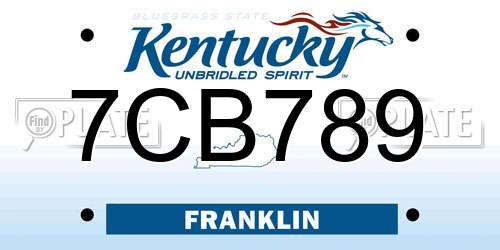 7CB789 Kentucky License Plate