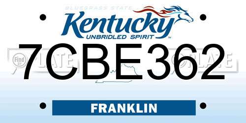 7CBE362 Kentucky License Plate