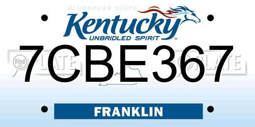 7CBE367 Kentucky License Plate