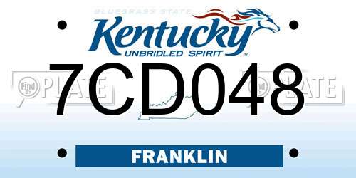 7CD048 Kentucky License Plate