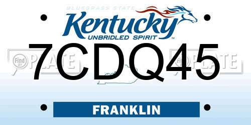 7CDQ45 Kentucky License Plate