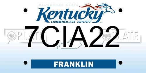 7CIA22 Kentucky License Plate