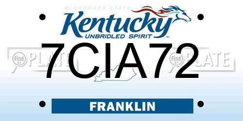 7CIA72 Kentucky License Plate