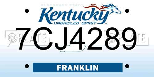 7CJ4289 Kentucky License Plate