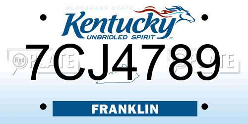 7CJ4789 Kentucky License Plate