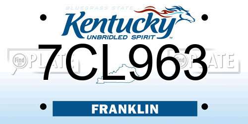 7CL963 Kentucky License Plate